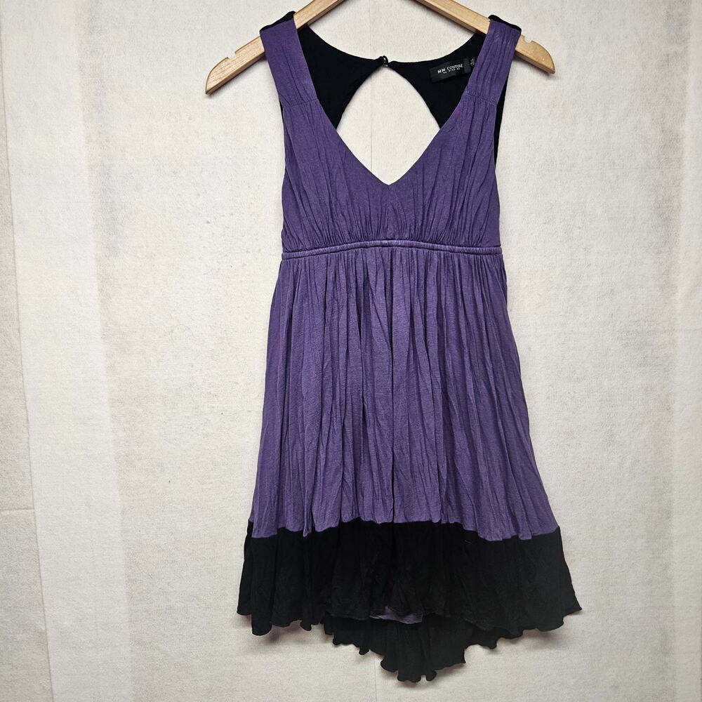 MM Couture Purple Dress Sleeveless Keyhole Back Flowy Size small
